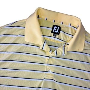 FootJoy FJ Size XL Yellow, Black & White Striped Golf Men’s Polo Shirt.